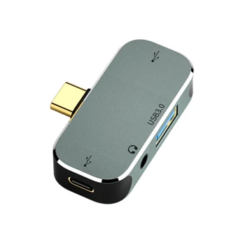 USB 3.0 2.0 3.5 mm Jack Tipo C HUB Multi Splitter 4 Portas Expansor para Telefone 40JB