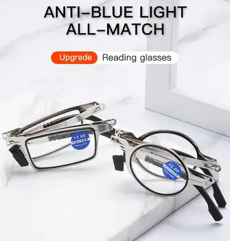 Olho de gato Fina de Metal Redonda Dobrável Óculos de Leitura Homens a Luz Azul do Computador Óculos de Grau, Óculos Estreito de Óculos com Armação de gafas