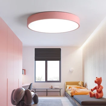 Moderno Ultrathin CONDUZIU a luz de teto Redonda Colorida Macaron Remoto Escurecimento lâmpada do Teto do quarto de cama alpendre decoração luminária