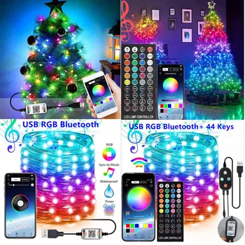 RGB Bluetooth Aplicativo Remoto a Seqüência de Luzes de Natal de Fadas Iluminação de Cadeias de caracteres para o Exterior de Férias, Casamento, Festa de Natal, Decoração
