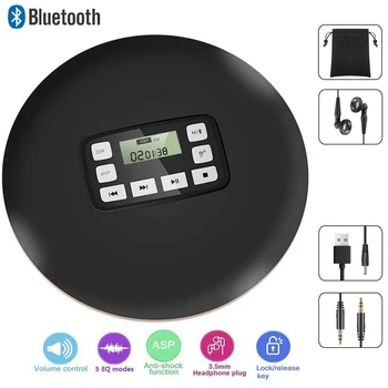 Portátil, CD Player com Bluetooth e Fones de ouvido,Pessoal Disco Compacto CD Player de Música,Anti-Choque Eletrônico Pule para a Protecção