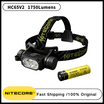 Original NITECORE HC65 v2 1750LM USB Recarregável LED Farol A 100° Inundação do DIODO emissor de Farol Branco de Luz Vermelha,3500mAh Bateria 18650
