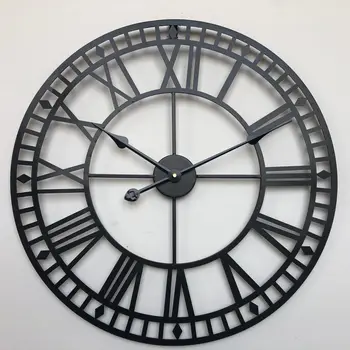 60cm Europeia Romano Grande de Ferro Forjado Relógio de Parede Moderno Design de Sala de estar Mudo Decorativo Redondo Relógio de Quartzo do Relógio na Parede