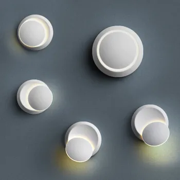 LED, Lâmpada de Parede de 360 graus de rotação ajustáveis, luz de cabeceira branco Preto criativo lâmpada de parede moderna Preto corredor rodada da lâmpada