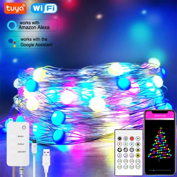 Tuya Smart wi-Fi Férias do Natal Luz 10m 66LEDs RGB RGBIC LED de Fadas Cadeia de Quarto de Luz Festa de Casamento de Jardim de Decoração para Casa
