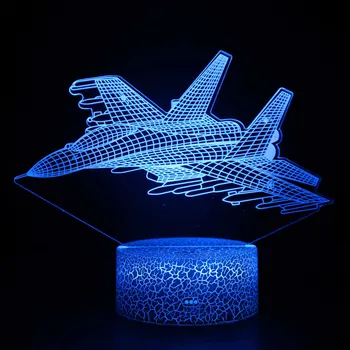 Avião 3D Noite de Luz da Lâmpada de Cabeceira Lutador de Brinquedo Luz 7 Cores Mudando com Controle Remoto de Natal, Presentes de Aniversário de Aeronaves