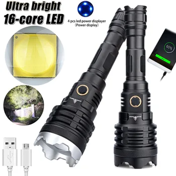 XHP160 da Lanterna elétrica do DIODO emissor de luz Poderoso Zoom Tocha Recarregável Lâmpada mais Brilhante Lanterna Tática Zoomable Caça Camping USB Flash de Luz