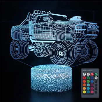 Nighdn Ilusão 3D Monster Truck Óptica Lâmpada LED Carro Luz da Noite De 7 de Cor Mudança de Lâmpada de Mesa, Natal, Presente de Aniversário para Crianças