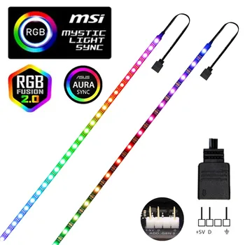 5V3Pin jogos stripRGB LED Strip Endereçável para PC para ASUS Aura de SINCRONIZAÇÃO,MSI Mística Luz,GIGABYTE Fusion2.0 Cabeçalho na placa-Mãe