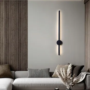 Minimalista longa da lâmpada de parede do quarto de cabeceira lâmpada moderna minimalista sofá da sala grelha na parede do fundo inteligente lâmpada de parede