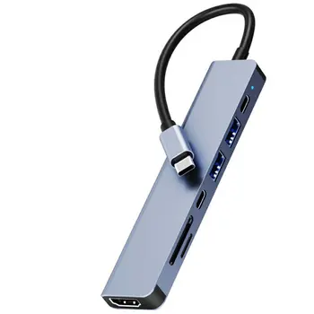 Tipo C-HDMI-USB compatível Dupla PD Sete-em-um Multi-port HUB Hub de Metal Portátil do Adaptador Multi-compatível