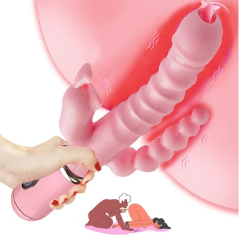3 EM 1 G-Spot Mamilo Vaginal Vibrador para Casal de Mulheres Butt Plug Anal Vibrador Massageador Vibrador Masturbadores juguetes sexuales