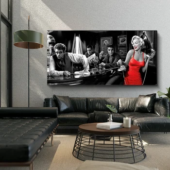 James Dean, Marilyn Monroe, Elvis Presley Tela de Pintura, Cartaz e Gravura Arte de Parede Imagem de Decoração Sala de estar