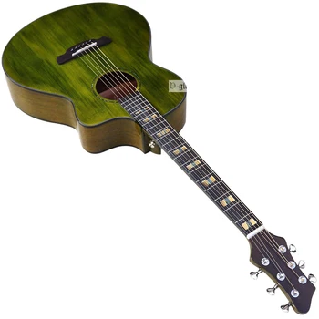 madeira maciça, tampo de abeto de 41 polegadas de cor verde cor laranja guitarra acústica de alto brilho cutway 6 seqüência de folk guitar 2020 novas chegada