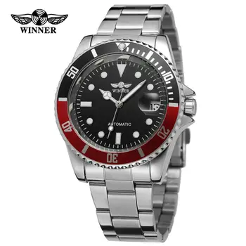 VENCEDOR de negócios de Moda para homens e mulheres relógios com pulseira de aço calendário relógios de pulso mecânico automático relógios