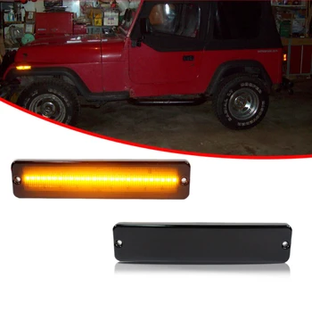 87-95 Para Jeep Wrangler YJ Fumado Lente do pára-choque Dianteiro do Lado do Marcador de Luzes de LED Âmbar