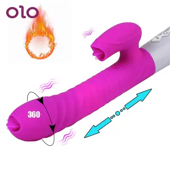 OLO Telescópica Vibrador Vibrador para as Mulheres Masturbador Clitóris Aquecimento Lambendo o Ponto G Vaginal Massager de Brinquedos Sexuais para Adultos maiores de 18