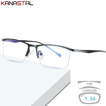 Homens Anti Luz Azul Bloqueio de Óculos Quadrado de Metal Óculos Armações Lentes CR39 Prescrição de Óculos para Hipermetropia Leitura Glasses1.56