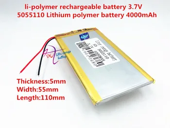 3.7 V bateria de polímero de lítio de 4000 mah de grande capacidade, PDA, tablet PC MID 5055110