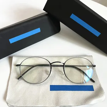 Dinamarca Marca Titânio Puro Óculos De Armação Homens Redonda De Mola Ultraleve Prescrição De Óculos Mulheres Óptico De Óculos De Oculos De