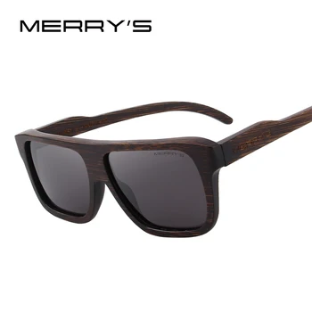 MERRYS DESIGN Homens de Madeira Óculos de sol Quadrado Polarizada Óculos de Sol FEITOS à MÃO 100% de Proteção UV S5066