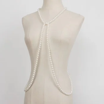 Sexy pearl colar longo do corpo cadeia de Mão-frisado projeto original pérola de imitação ombro cadeia de jóias