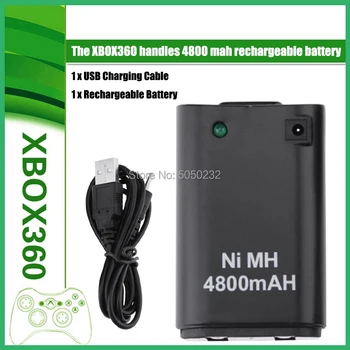 4800mAh Bateria Recarregável + Carregador USB Cabo para o Controlador XBOX 360 sem Fios Gamepads de Substituição de Bateria