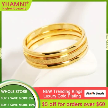 INS Moda da Cor do Ouro Minimalista Redondo Anéis de Dedo Criativo Fosco Anéis para Mulheres Nunca Desvanece-Jóias Acessórios do Casamento