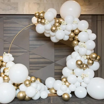 106pcs/Set Fosco em Ouro branco Metalizado balões garland arco kit bebê Chuveiro de casamento festa de aniversário do Chrome Decoração com balões crianças