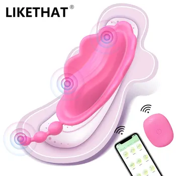 Bluetooth Borboleta Wearable Vibrador para as Mulheres do sexo Feminino sem Fio APP de Controle Remoto de Vibração Calcinha Vibrador de brinquedos Sexuais para o Casal