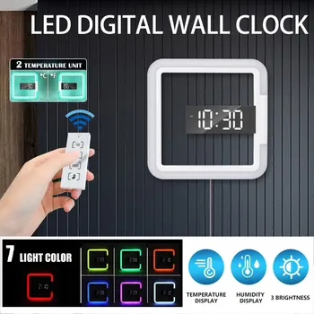 3D Digital do DIODO emissor de Parede, Relógio Despertador Espelho Oco Relógio Relógio de Mesa 3-a Velocidade da Luz Temperatura Nightlight Para Casa, Decoração de Sala de estar