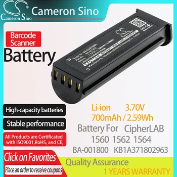CameronSino Bateria para CipherLAB 1560 1562 1564 se encaixa CipherLAB BA-001800 KB1A371802963 Scanner de código de Barras 700mAh bateria/2.59 Wh