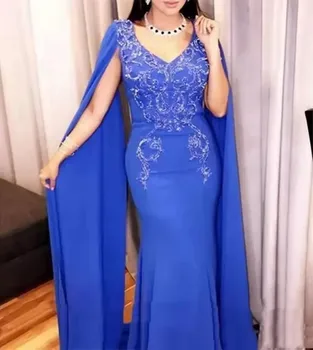 2022 Elegante Azul Royal Árabe Mãe Da Noiva Vestidos De Casamento Da Sereia Celebriy Vestidos De Noite Longos De Luxo, Mulheres De Vestido Para A Festa