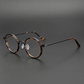 Japonês Artesanal Retro Rodada Óculos Óculos Com Armação De Homens De Titânio Acetato De Prescrição Mulheres Miopia Óculos Óculos