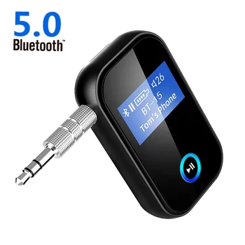 Visor LCD de 3,5 mm AUX Estéreo Receptor sem Fio Bluetooth 5.0 Transmissor de Áudio do Receptor Para Carro, alto-Falante Fone de ouvido Receptor de Música