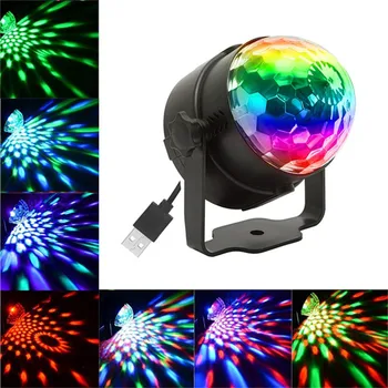 Acessórios do carro do USB Flash LED RGB Luzes Ambiente de Luz Dinâmico Bola de Cristal KTV Fase do Partido Discoteca de Música Lâmpadas Coloridas