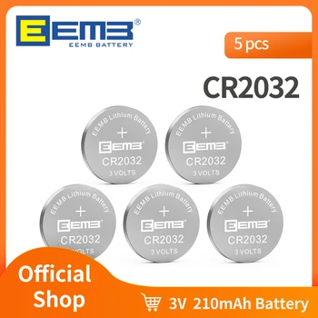 EEMB 5PCS Bateria CR2032 3V Botão da Bateria de Lítio CR 2032 210mAh Baterias de Célula tipo Moeda para Assistir Brinquedos Chave do Carro Pedômetro Escalas
