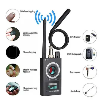Incrementos de 1MHz-6.5 GHz K18 Multi-função Anti-espião Câmera do Detector de Áudio GSM Bug do Localizador de Sinal de GPS lente de RF Tracker Detectar Produtos sem Fio