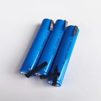 4-10PCS 3,7 V 14650 de iões de lítio recarregável da bateria do li-íon da célula de baterias de 1500MAH com soldagem de pinos para a lanterna eléctrica de barbear