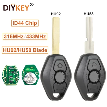 DIYKEY EWS Remoto chaveiro 315/433MHz ID44 Chip para BMW E81 E39 E46 E63 E38 E83 E53 E36 HU92/HU58 Lâmina